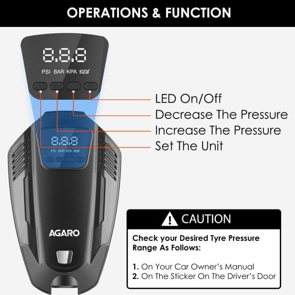 AGARO Primo High Power Digital Tyre Inflator for Car - Image 6