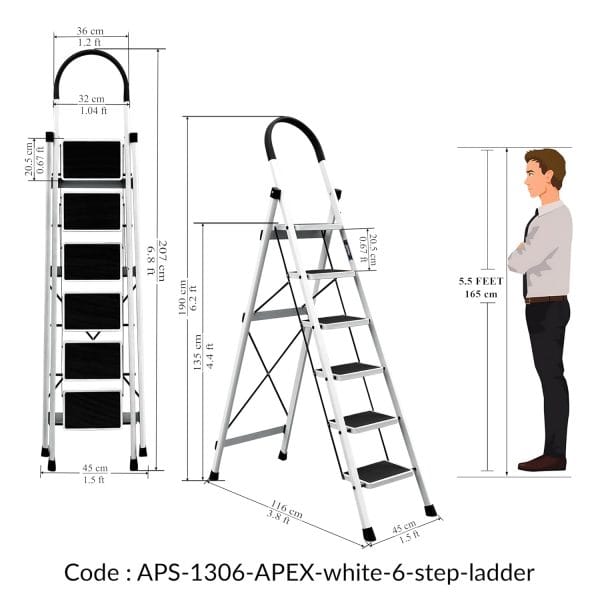 Plantex Anti-Skid Steel Ladder for Home - Image 2