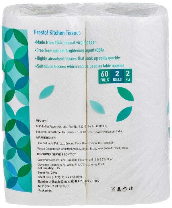 Presto! 2 Ply Kitchen Tissue/Towel Paper Roll - 2 Rolls - Image 3