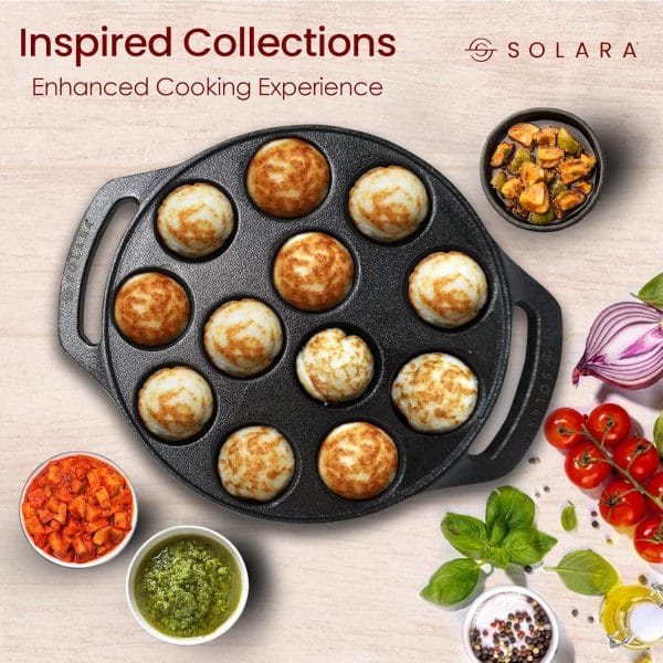 SOLARA Pre Seasoned Cast Iron Paniyaram Pan - Image 6