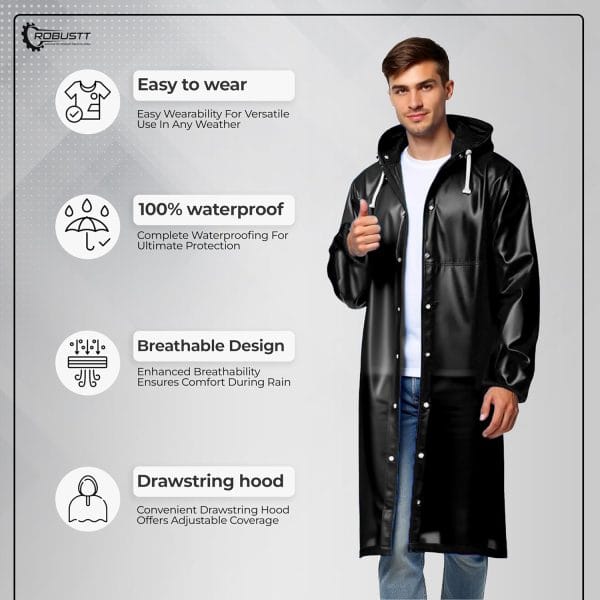 Robustt Unisex Raincoat With Hood - Image 2