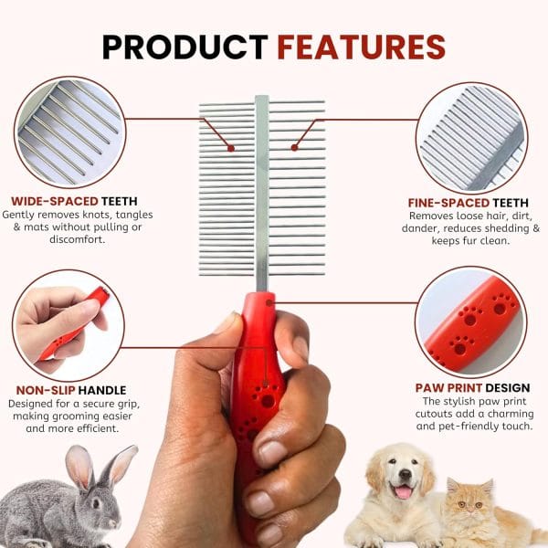 Foodie Puppies Double Side Steel Needles Comb for Dogs and Cats - Image 7