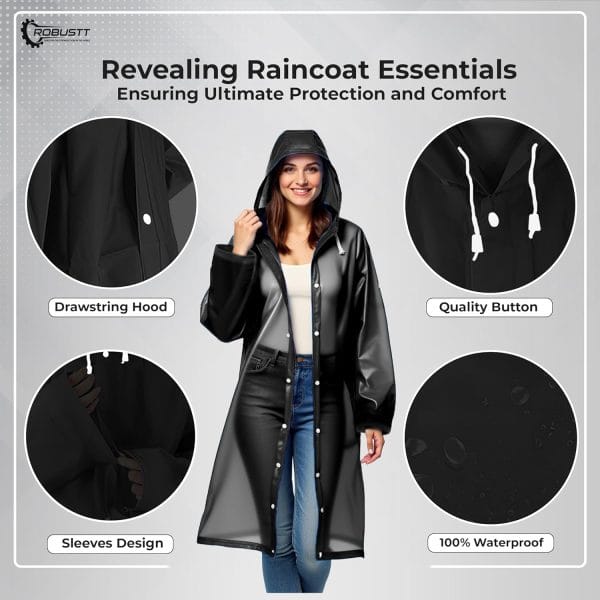 Robustt Unisex Raincoat With Hood - Image 3